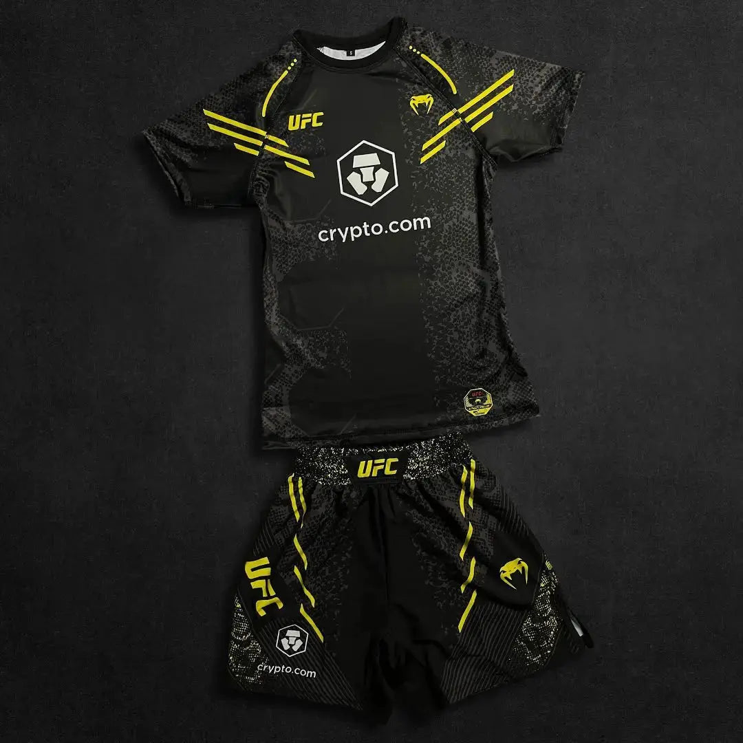 UFC New Octagonal Cage Fighting Night Men's and Children's MMA Loose Breathable Speed Drying Boxing Training Sports Set KronoSport