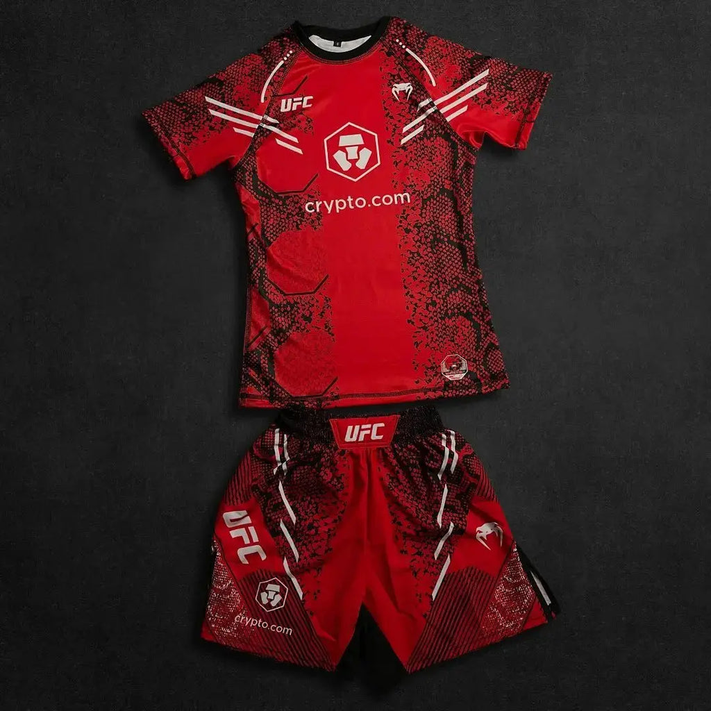 UFC New Octagonal Cage Fighting Night Men's and Children's MMA Loose Breathable Speed Drying Boxing Training Sports Set KronoSport