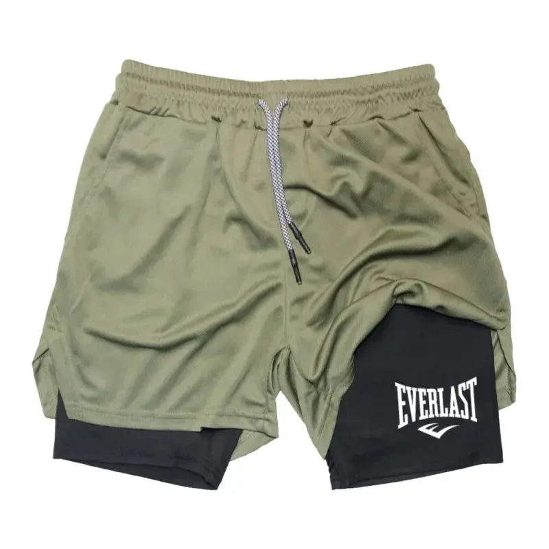 Men's Compression Gym Shorts EVERLAST Printed Sports Pants Double Layer Quick Drying Basketball BeachMuscles Fitness KronoSport