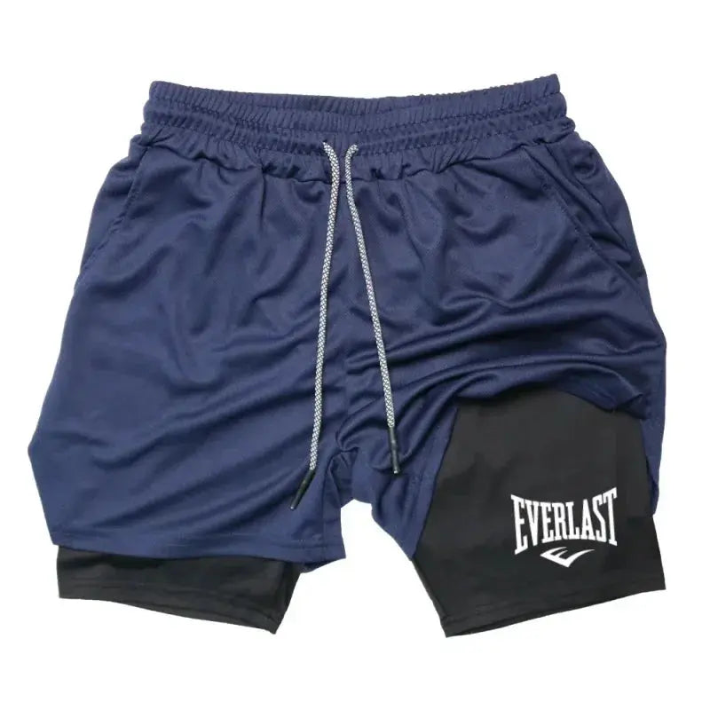 Men's Compression Gym Shorts EVERLAST Printed Sports Pants Double Layer Quick Drying Basketball BeachMuscles Fitness KronoSport