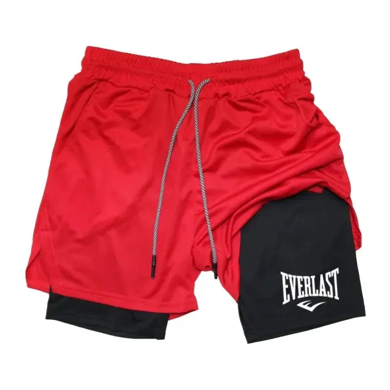 Men's Compression Gym Shorts EVERLAST Printed Sports Pants Double Layer Quick Drying Basketball BeachMuscles Fitness KronoSport