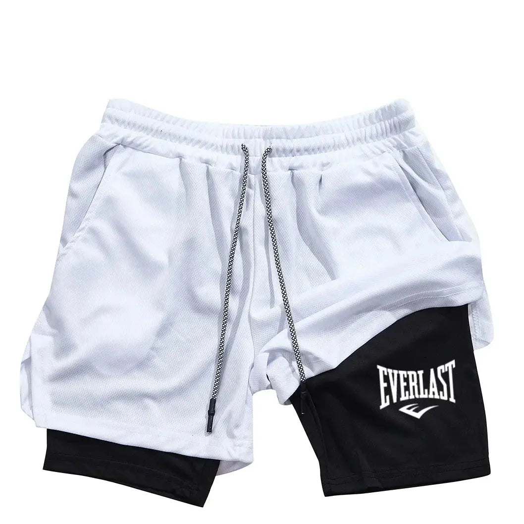 Men's Compression Gym Shorts EVERLAST Printed Sports Pants Double Layer Quick Drying Basketball BeachMuscles Fitness KronoSport