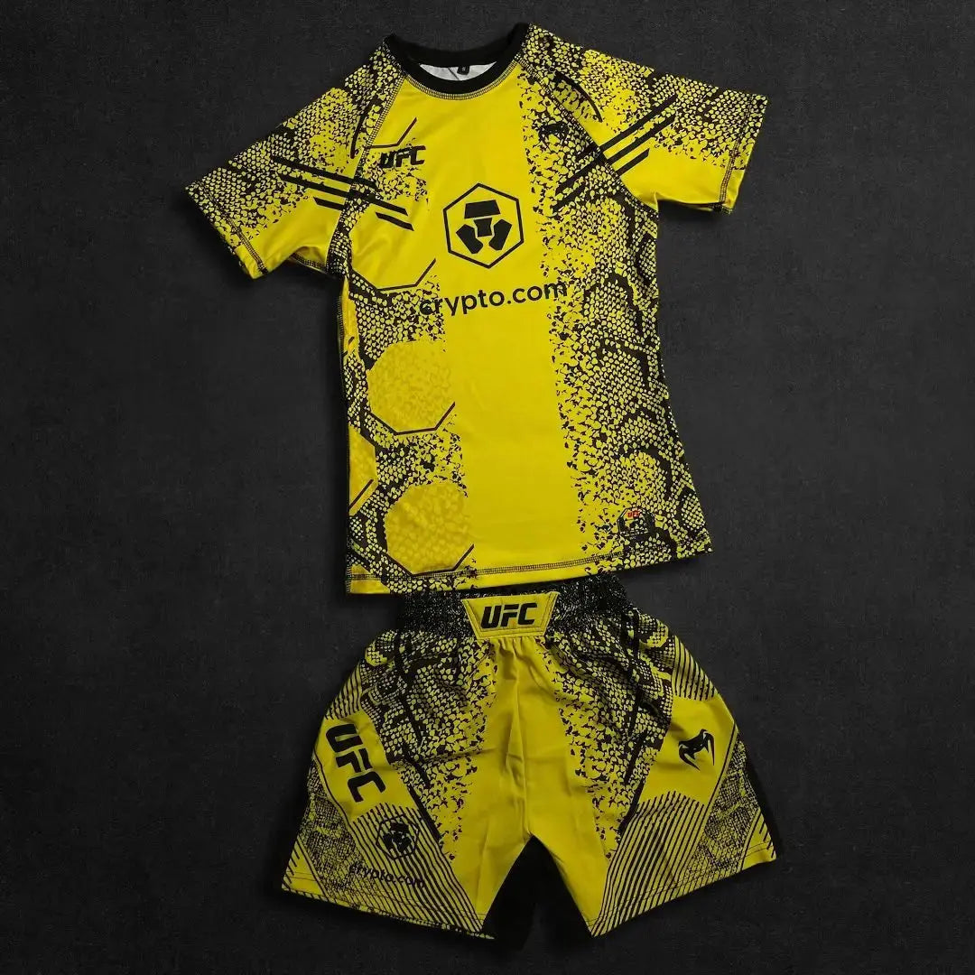 UFC New Octagonal Cage Fighting Night Men's and Children's MMA Loose Breathable Speed Drying Boxing Training Sports Set KronoSport